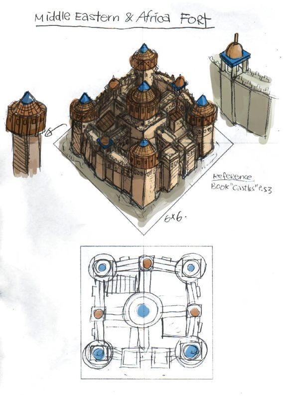 Seven Kingdoms II: The Fryhtan Wars Concept Art (Seven Kingdoms II: The Fryhtan Wars Digital Press Kit): Middle Eastern & Africa Fort