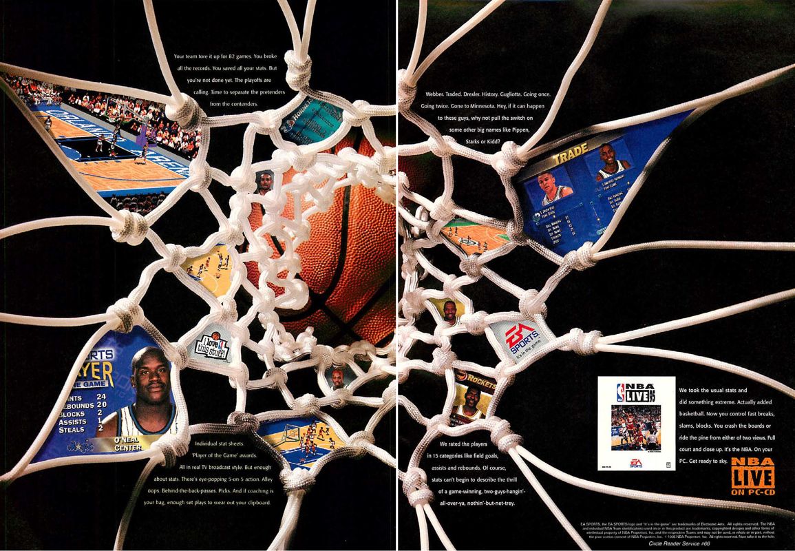 NBA Live 95 Magazine Advertisement (Magazine Advertisements): Computer Gaming World (US), Issue 130 (May 1995) Part 2