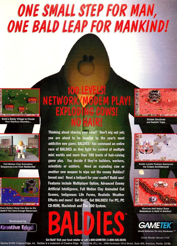 Baldies Magazine Advertisement (Magazine Advertisements): Computer Gaming World (US), Issue 131 (June 1995)