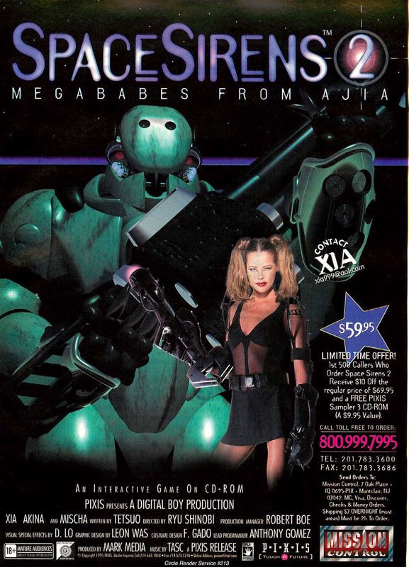 Space Sirens 2: Megababes from Ajia Magazine Advertisement (Magazine Advertisements): Computer Gaming World (US), Issue 131 (June 1995)