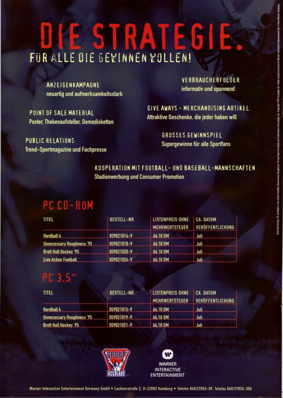 HardBall 4 Magazine Advertisement (Magazine Advertisements): MCV 07/95 (Germany)