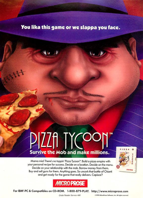 Pizza Tycoon Magazine Advertisement (Magazine Advertisements): Computer Gaming World (US), Issue 131 (June 1995)