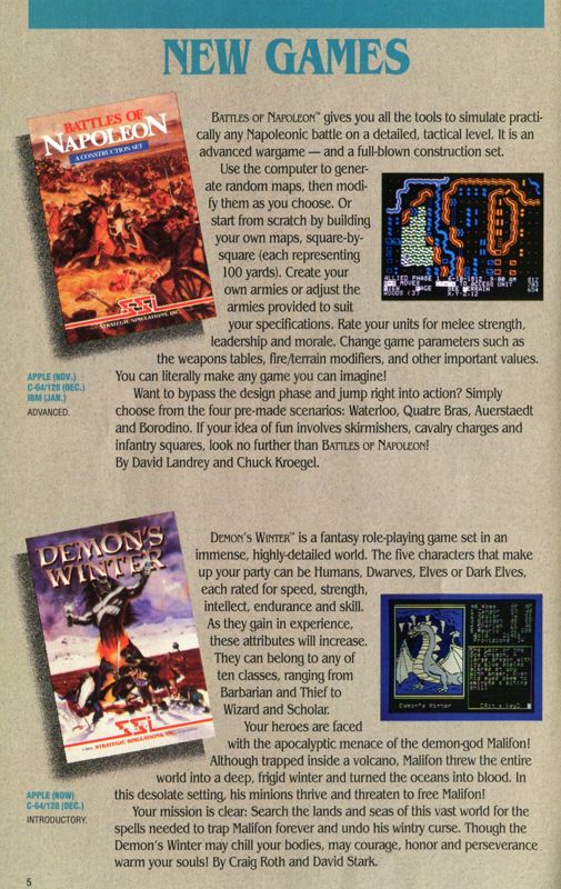 Demon's Winter Catalogue (Catalogue Advertisements): SSI Catalog (Fall 1988 / Winter 1989)