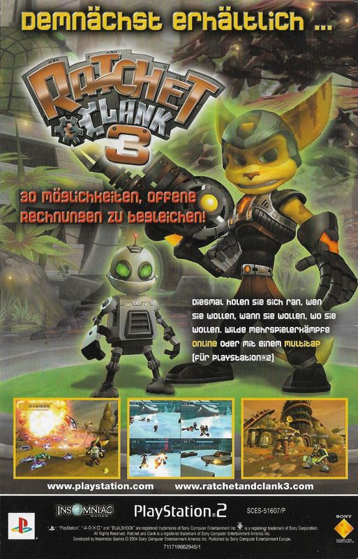 Ratchet & Clank: Up Your Arsenal Other (Flyers): German flyer. Comes with the Platinum version of Ratchet & Clank 2 (PAL/Europe only).