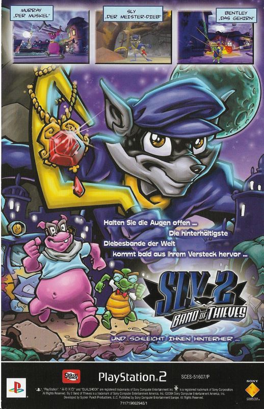 Sly 2: Band of Thieves Other (Flyers): German flyer. Comes with the Platinum version of Ratchet & Clank 2 (PAL/Europe only).