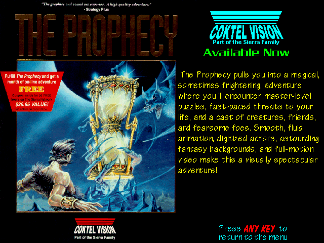 The Prophecy Other (Sierra's Sneak Peeks (1993)): Self Running Screen Display AUTODEMO/PROPHECY.PCX