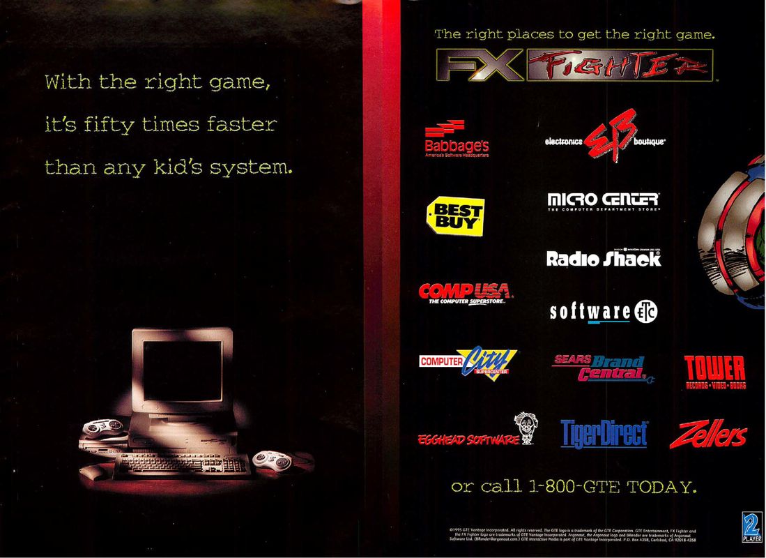FX Fighter Magazine Advertisement (Magazine Advertisements): Computer Gaming World (US), Issue 132 (July 1995)