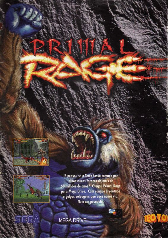 Primal Rage Magazine Advertisement (Magazine Advertisements): Ação Games (Brazil) Issue 90 (September 1995) Inner back cover