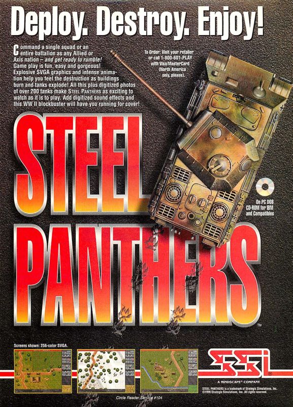 Steel Panthers Magazine Advertisement (Magazine Advertisements): Computer Gaming World (US), Issue 132 (July 1995)