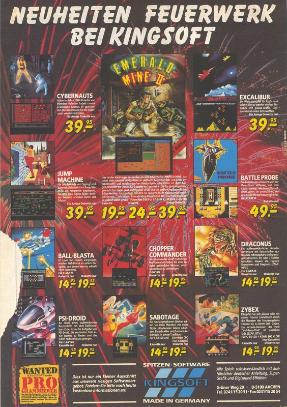 Emerald Mine II Magazine Advertisement (Magazine Advertisements): Power Play (Germany), Issue 10/1988