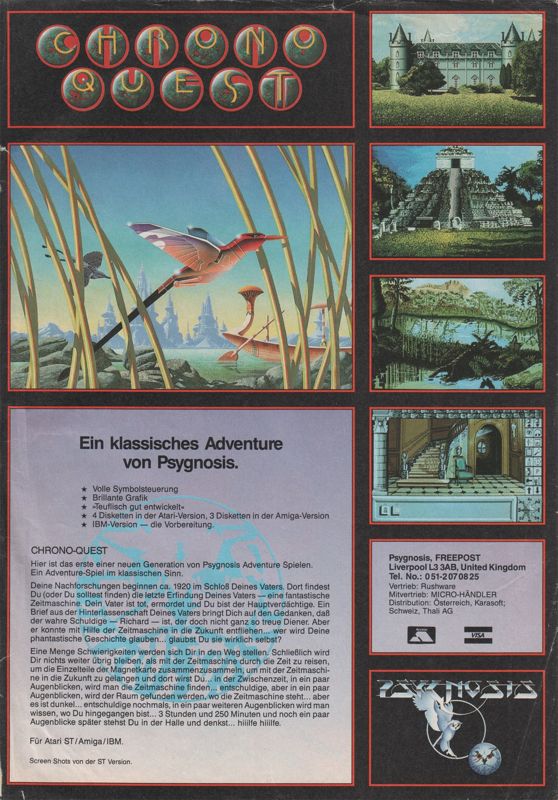 Chrono Quest Magazine Advertisement (Magazine Advertisements): Power Play (Germany), Issue 01/1989
