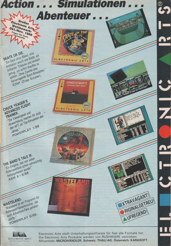 Wasteland Magazine Advertisement (Magazine Advertisements): Power Play (Germany), Issue 01/1989