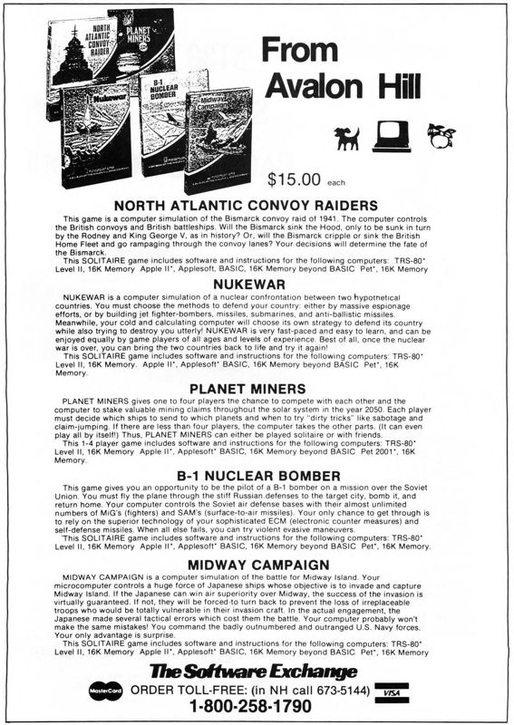 North Atlantic Convoy Raider Magazine Advertisement (Magazine Advertisements): SoftSide (United States) Volume 3 Number 3 (December 1980)