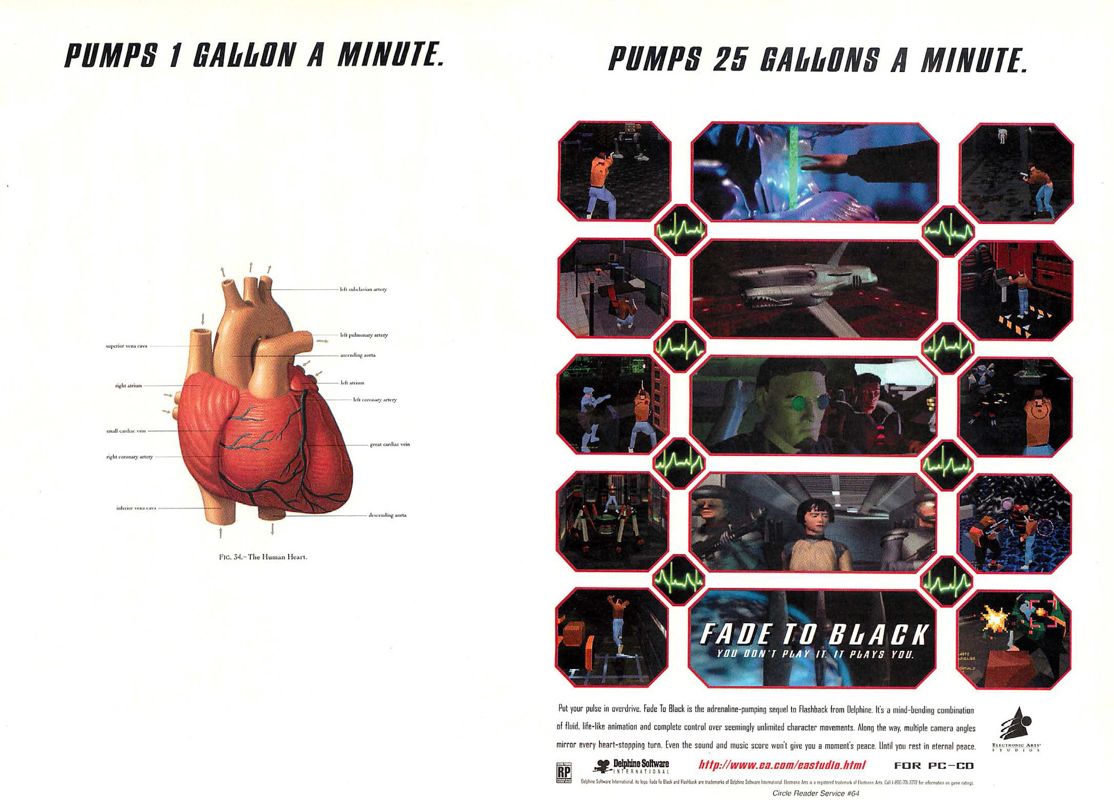 Fade to Black Magazine Advertisement (Magazine Advertisements): Computer Gaming World (US), Issue 133 (August 1995)