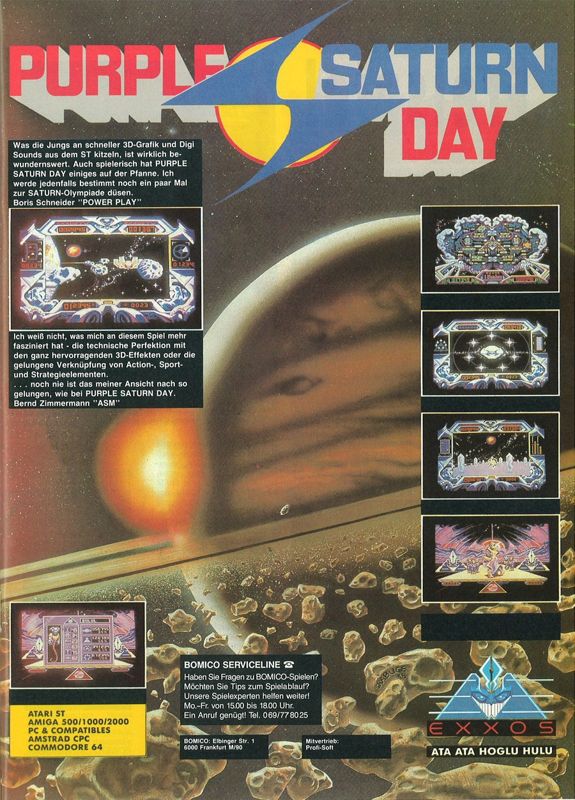 Purple Saturn Day Magazine Advertisement (Magazine Advertisements): Power Play (Germany), Issue 04/1989