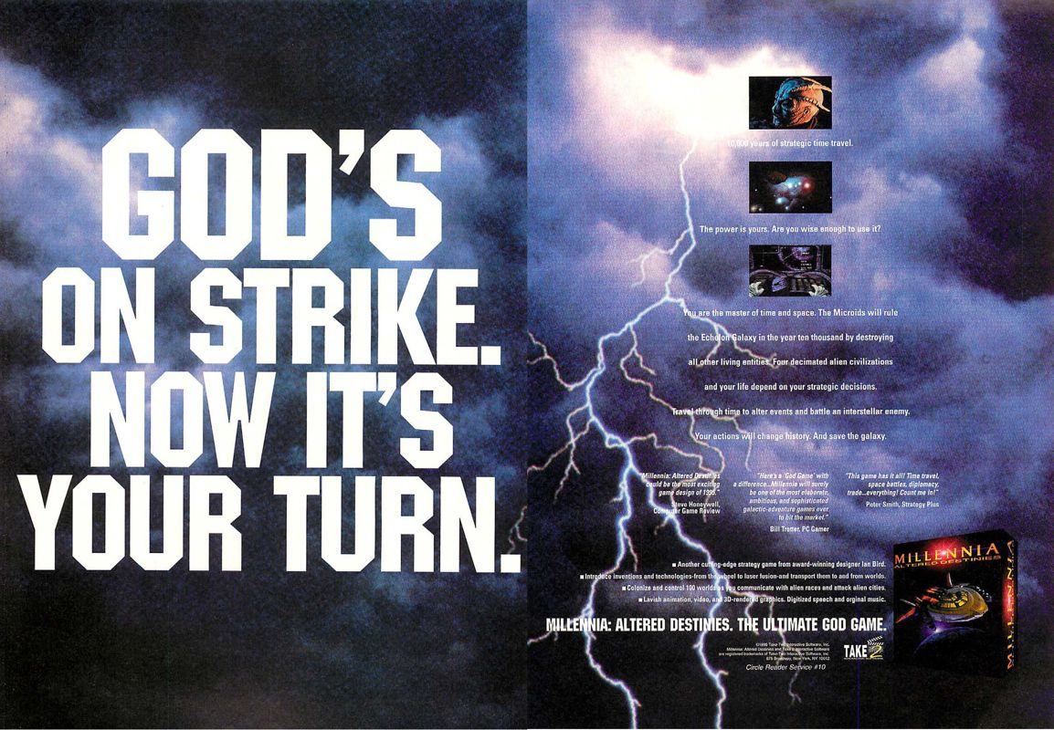 Millennia: Altered Destinies Magazine Advertisement (Magazine Advertisements): Computer Gaming World (US), Issue 134 (September 1995)