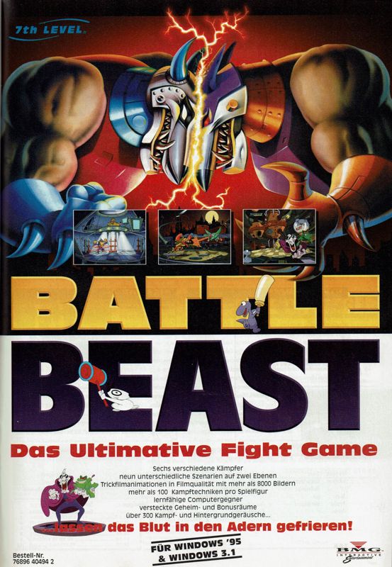 Battle Beast Magazine Advertisement (Magazine Advertisements): PC Player (Germany), Issue 11/1995