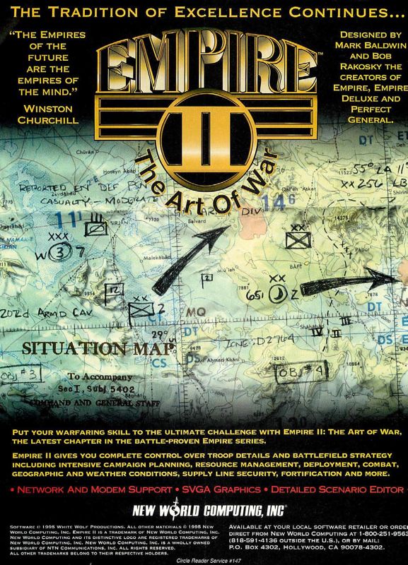 Empire II: The Art of War Magazine Advertisement (Magazine Advertisements): Computer Gaming World (US), Issue 134 (September 1995)