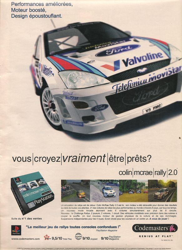 Colin McRae Rally 2.0 Magazine Advertisement (Magazine Advertisements): Jeux Vidéo Magazine (France), Issue 1 (July 2000)