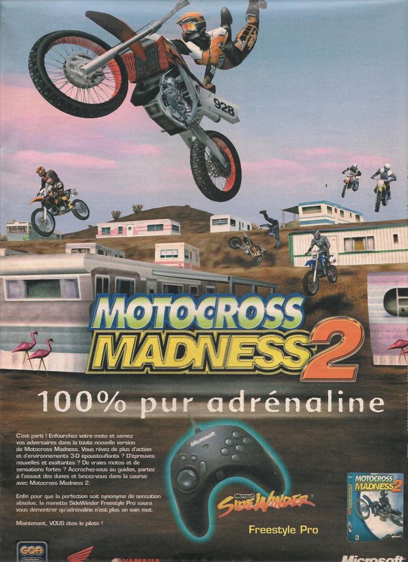 Motocross Madness 2 Magazine Advertisement (Magazine Advertisements): Jeux Vidéo Magazine (France), Issue 1 (July 2000)