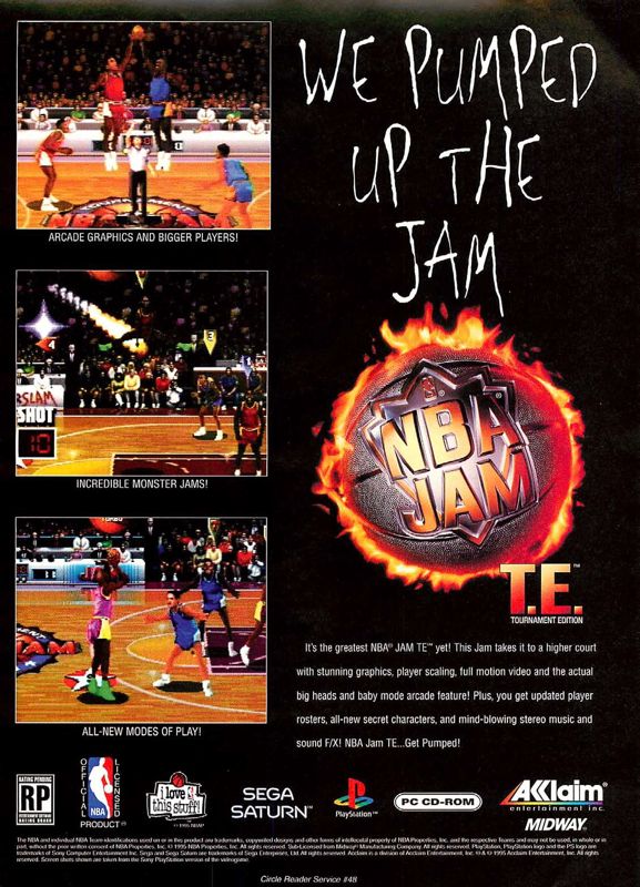 NBA Jam Tournament Edition Magazine Advertisement (Magazine Advertisements): Computer Gaming World (US), Issue 134 (September 1995)