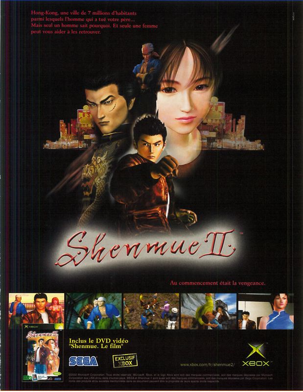 Shenmue II Magazine Advertisement (Magazine Advertisements): Xbox : Le Magazine Officiel (France), Issue 14 (April 2003)