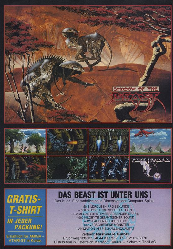 Shadow of the Beast Magazine Advertisement (Magazine Advertisements): Power Play (Germany), Issue 11/1989