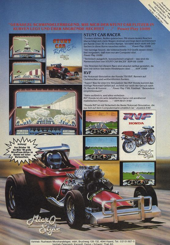 Stunt Track Racer Magazine Advertisement (Magazine Advertisements): Power Play (Germany), Issue 01/1990