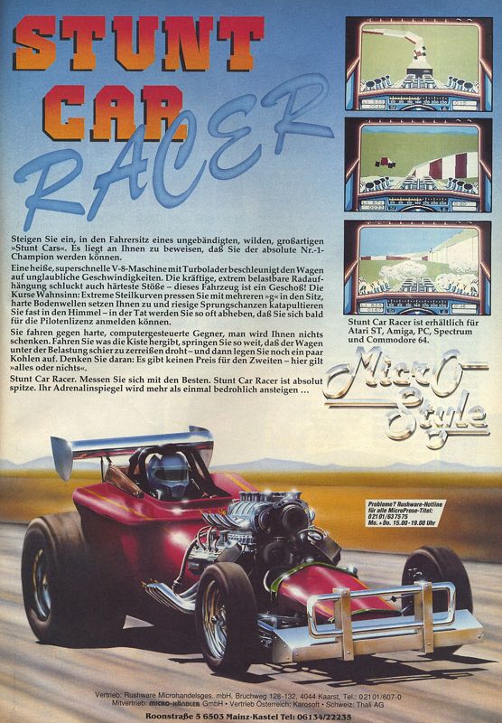 Stunt Track Racer Magazine Advertisement (Magazine Advertisements): Power Play (Germany), Issue 10/1989