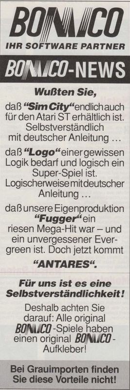 SimCity Magazine Advertisement (Magazine Advertisements): Power Play (Germany), Issue 08/1990