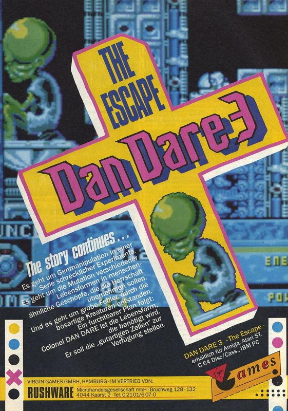 Dan Dare III: The Escape Magazine Advertisement (Magazine Advertisements): Power Play (Germany), Issue 05/1990