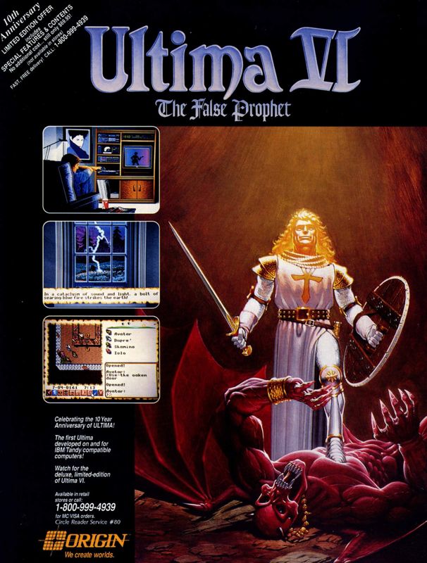 Ultima VI: The False Prophet Magazine Advertisement (Magazine Advertisements): Computer Gaming World (United States) Issue 70 (April 1990)