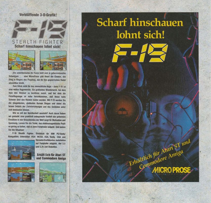 F-19 Stealth Fighter Magazine Advertisement (Magazine Advertisements): Power Play (Germany), Issue 06/1990