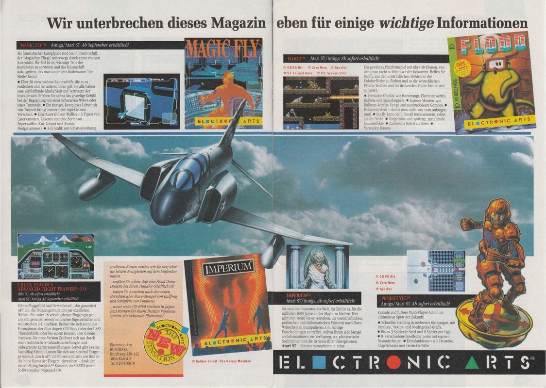 Chuck Yeager's Advanced Flight Trainer 2.0 Magazine Advertisement (Magazine Advertisements): Power Play (Germany), Issue 09/1990