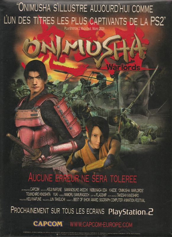 Onimusha: Warlords Magazine Advertisement (Magazine Advertisements): Jeux Vidéo Magazine (France), Issue 12 (July 2001)