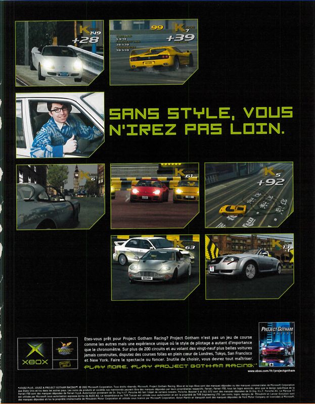 Project Gotham Racing Magazine Advertisement (Magazine Advertisements): Xbox : Le Magazine Officiel (France), Issue 5 (July 2002)