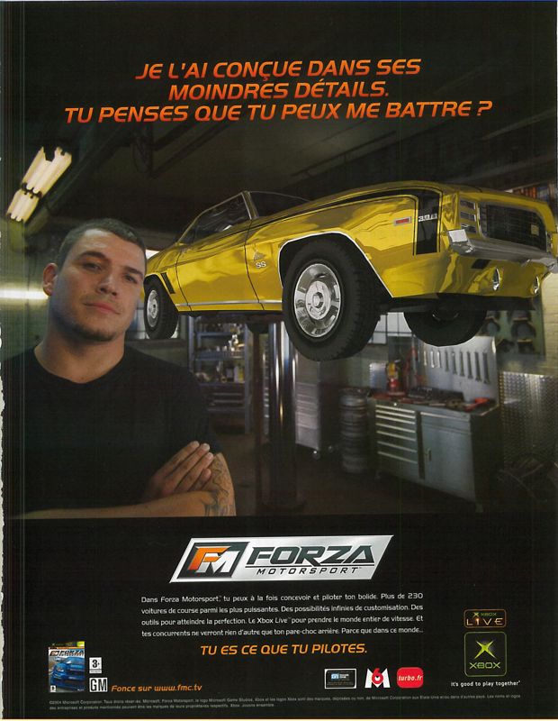 Forza Motorsport Magazine Advertisement (Magazine Advertisements): Xbox : Le Magazine Officiel (France), Issue 42 (June 2005)