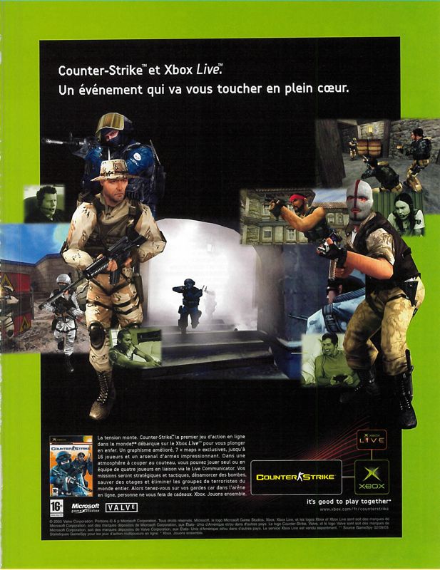 Counter-Strike Magazine Advertisement (Magazine Advertisements): Xbox : Le Magazine Officiel (France), Issue 25 (February 2004)