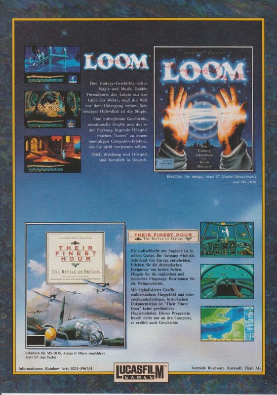 Loom Magazine Advertisement (Magazine Advertisements): Power Play (Germany), Issue 08/1990