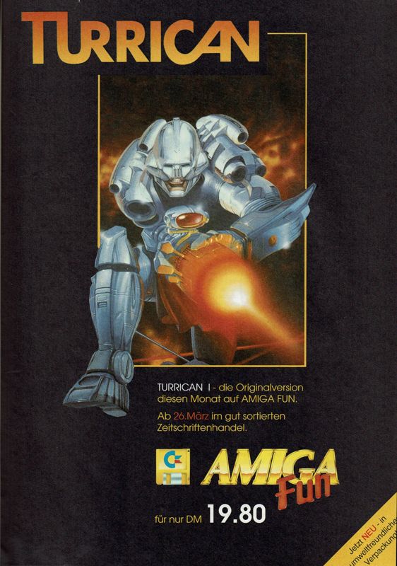 Turrican Magazine Advertisement (Magazine Advertisements): Amiga Joker (Germany), Issue 04/1993