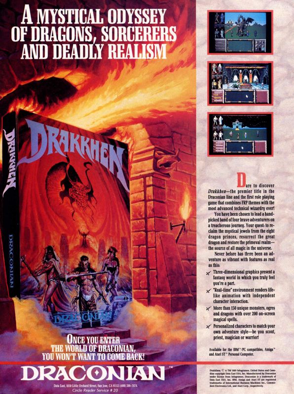 Drakkhen Magazine Advertisement (Magazine Advertisements): Computer Gaming World (United States) Issue 77 (December 1990)