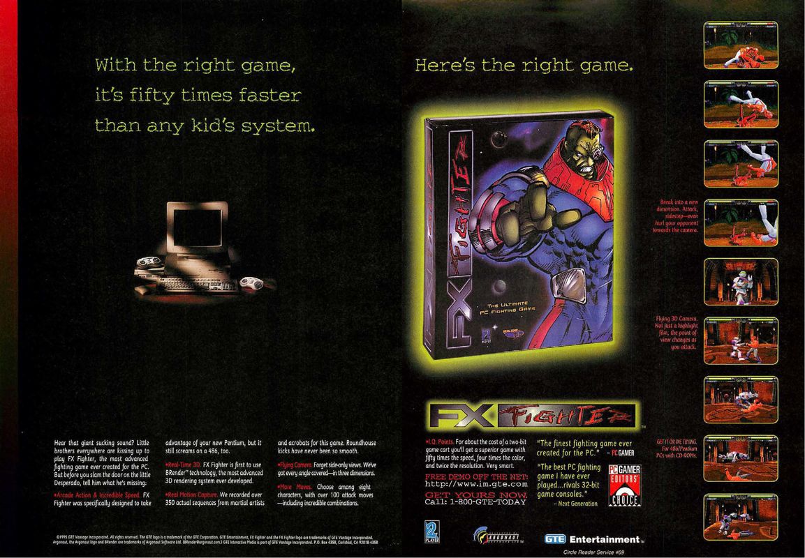 FX Fighter Magazine Advertisement (Magazine Advertisements): Computer Gaming World (US), Issue 135 (October 1995)