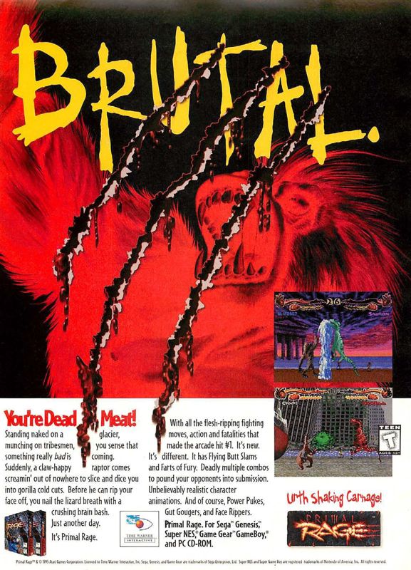 Brutal: Paws of Fury Magazine Advertisement (Magazine Advertisements): Computer Gaming World (US), Issue 135 (October 1995)