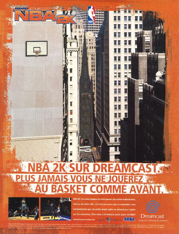 NBA 2K Magazine Advertisement (Magazine Advertisements): Dreamzone (France), Issue 10 (March 2000)