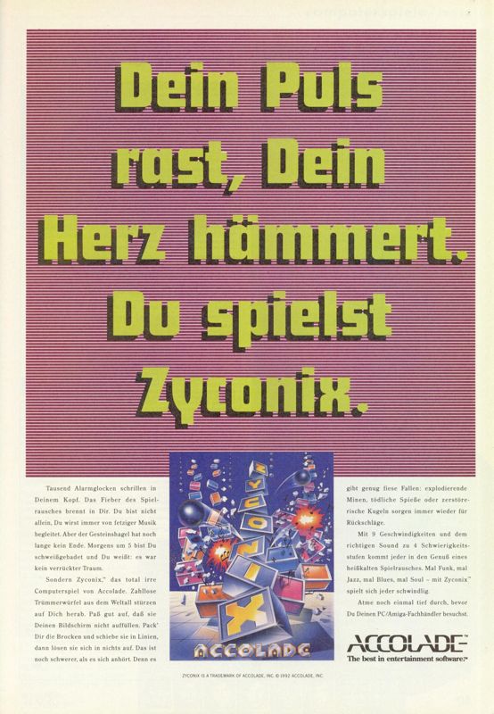 Zyconix Magazine Advertisement (Magazine Advertisements): Power Play (Germany), Issue 12/1992