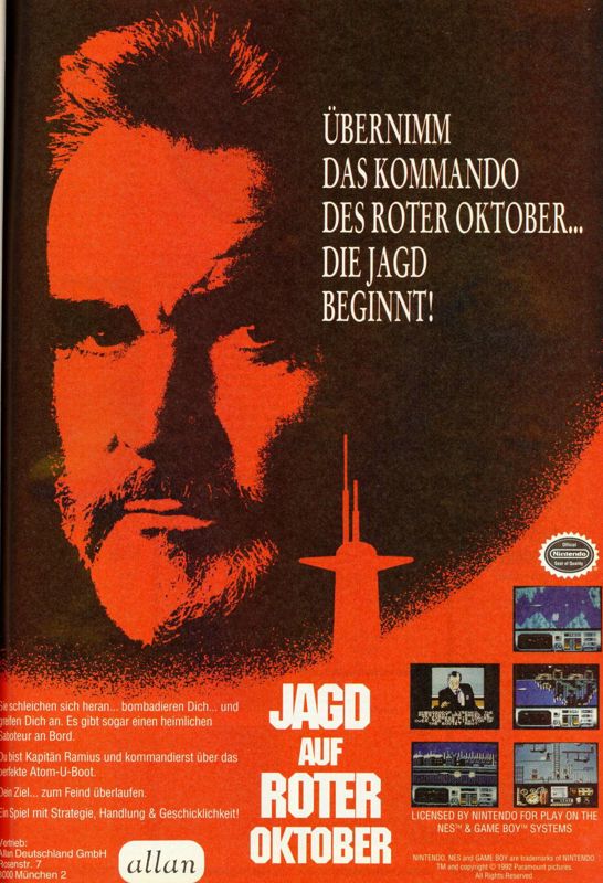 The Hunt for Red October Magazine Advertisement (Magazine Advertisements): Power Play (Germany), Issue 06/1992