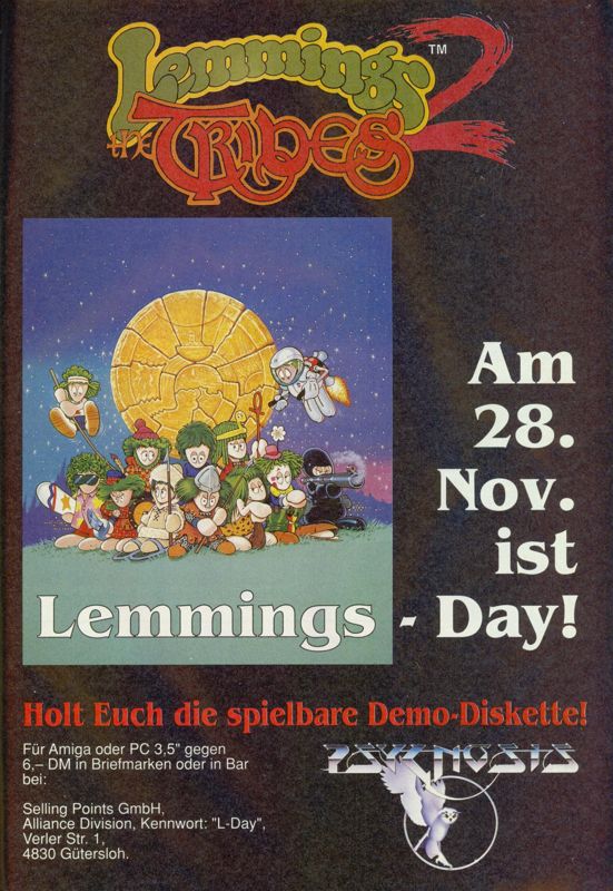 Lemmings 2: The Tribes Magazine Advertisement (Magazine Advertisements): Power Play (Germany), Issue 12/1992