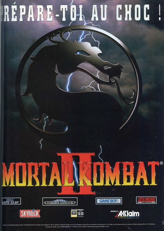 Mortal Kombat II Magazine Advertisement (Magazine Advertisements): CD Consoles (France), Issue 1 (November 1994)