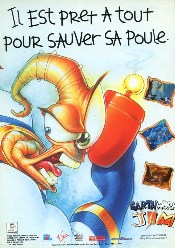 Earthworm Jim Magazine Advertisement (Magazine Advertisements): CD Consoles (France), Issue 1 (November 1994)