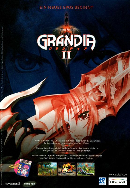 Grandia II Magazine Advertisement (Magazine Advertisements): PC Games (Germany), Issue 05/2002